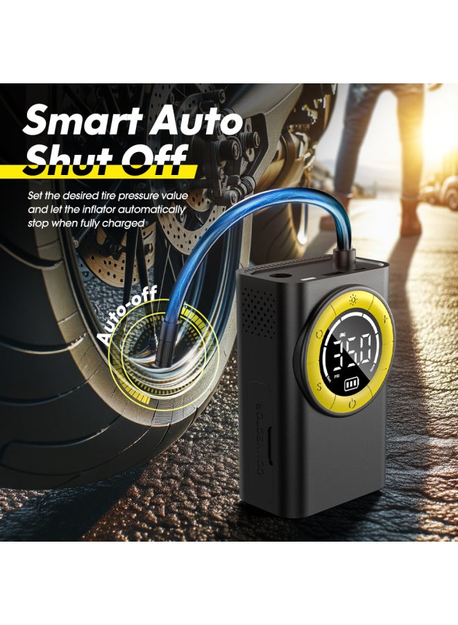 CaRSun Car Air Compressor Air Pump For Car Portable Tyre Inflator Electric Motorcycle Pump Air Compressor For Car Motorcycles Bicycles Car Compressor Air Pump Car Air Pump With Battery - Image 3