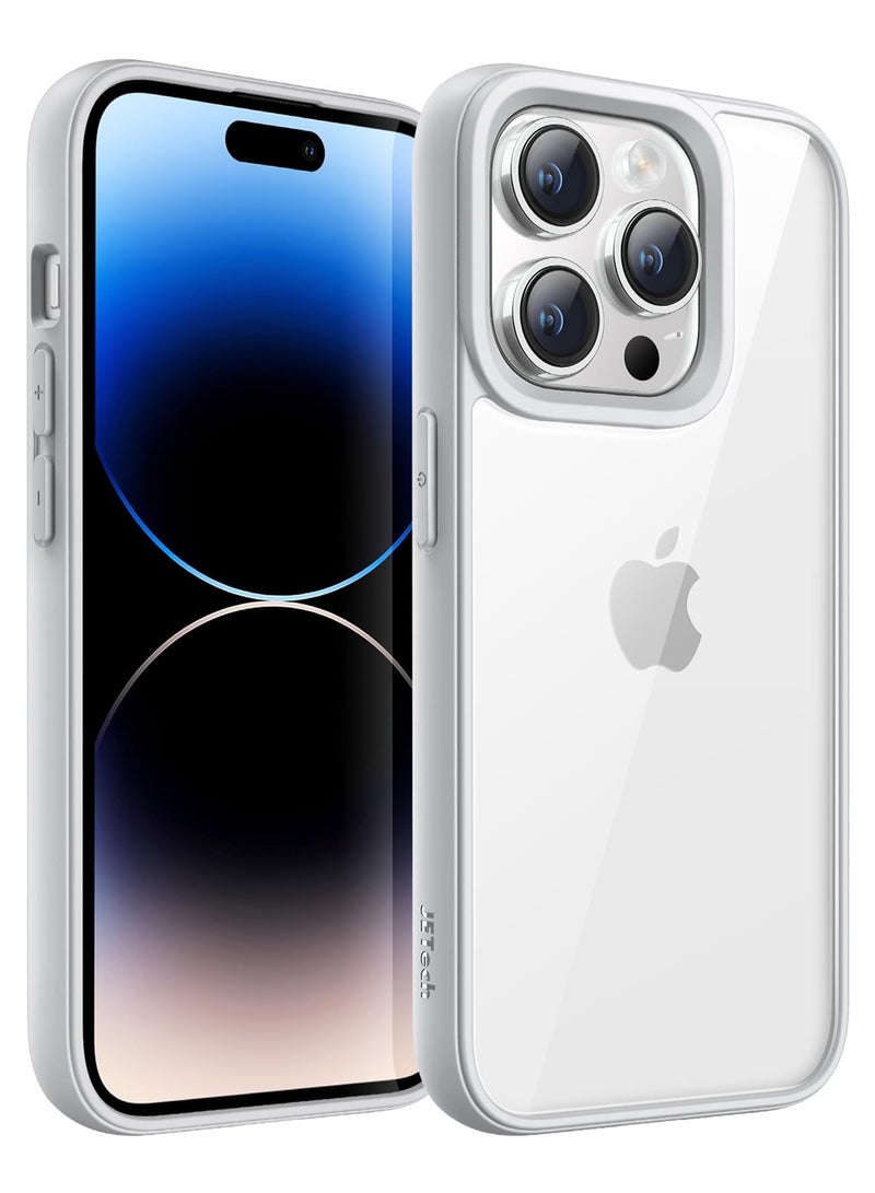 جي تيك حافظة لهاتف آيفون 14 برو ماكس 6.7 بوصة غطاء ممتص للصدمات بلون سادة إطار من مادة البولي يوريثان الحراري غير اللامع مضاد للخدش ظهر شفاف فضي - Image 1