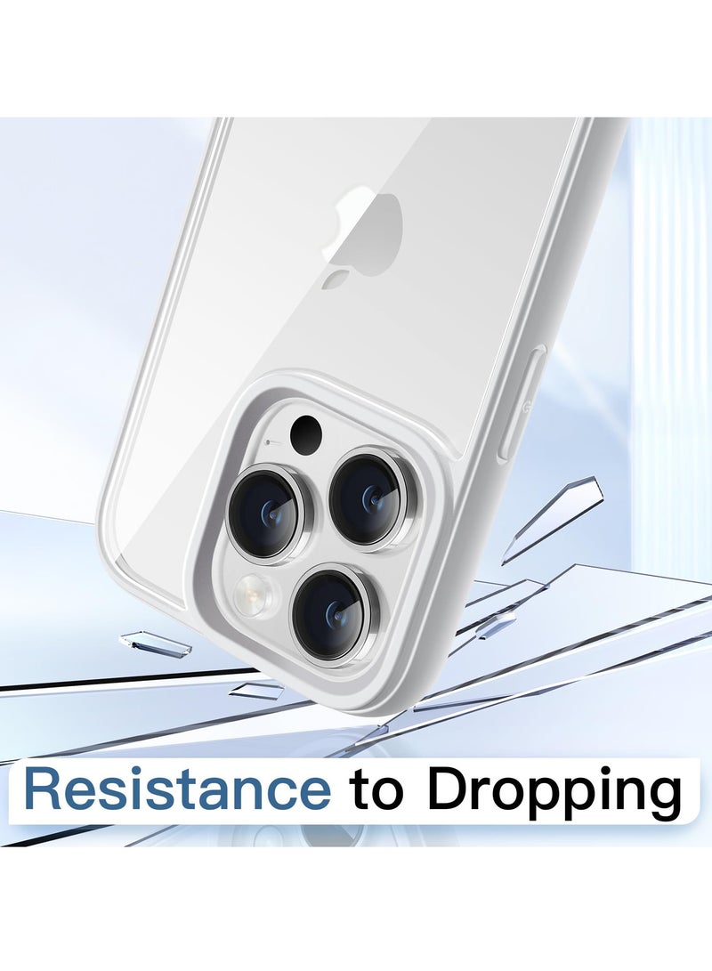 جي تيك حافظة لهاتف آيفون 14 برو ماكس 6.7 بوصة غطاء ممتص للصدمات بلون سادة إطار من مادة البولي يوريثان الحراري غير اللامع مضاد للخدش ظهر شفاف فضي - Image 4