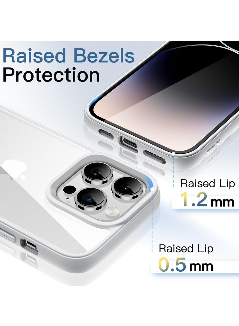 جي تيك حافظة لهاتف آيفون 14 برو ماكس 6.7 بوصة غطاء ممتص للصدمات بلون سادة إطار من مادة البولي يوريثان الحراري غير اللامع مضاد للخدش ظهر شفاف فضي - Image 5