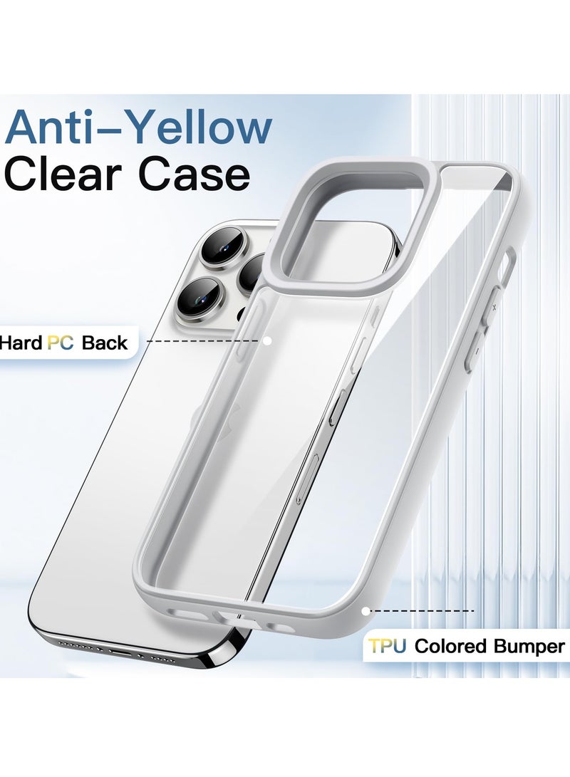 جي تيك حافظة لهاتف آيفون 14 برو ماكس 6.7 بوصة غطاء ممتص للصدمات بلون سادة إطار من مادة البولي يوريثان الحراري غير اللامع مضاد للخدش ظهر شفاف فضي - Image 3