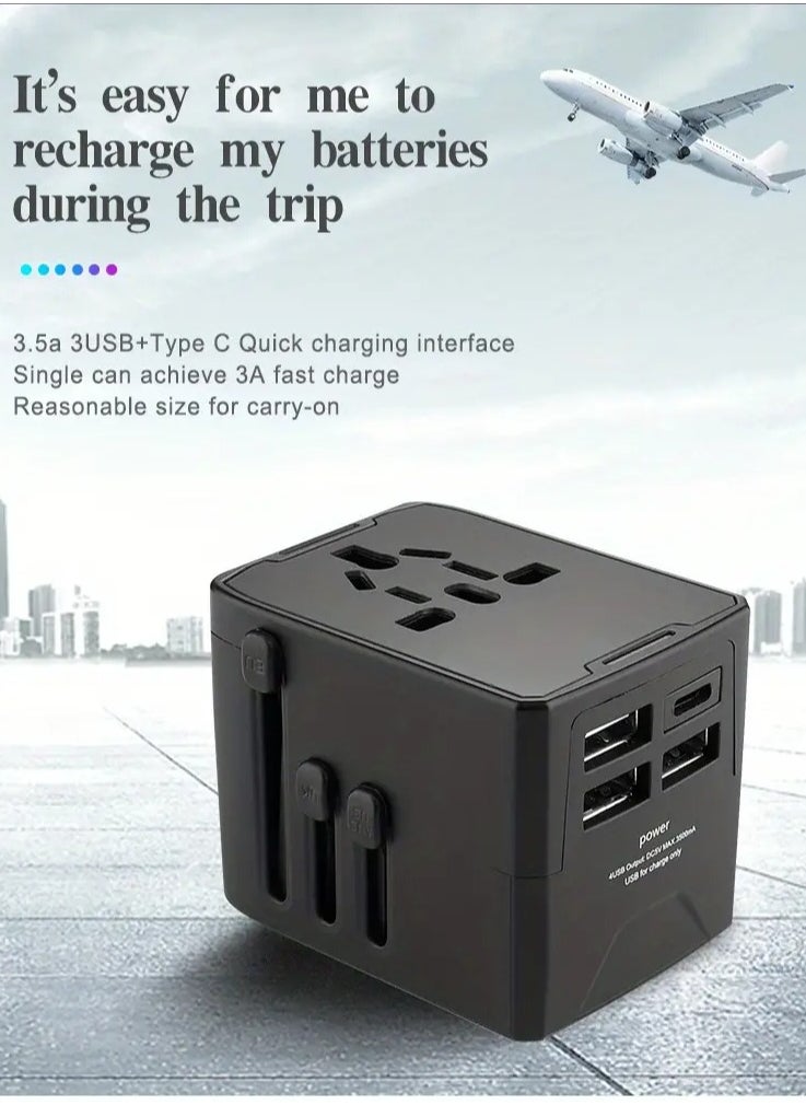 PAMEER Universal Travel Adapter, International Travel Adapter Wall Charger AC Plug Adapter with 5.6A Smart Power and 3.5A 3 USB 1 Type-C, Worldwide All in One Power Adapter Travel Charger for USA EU UK AU.  - Image 3