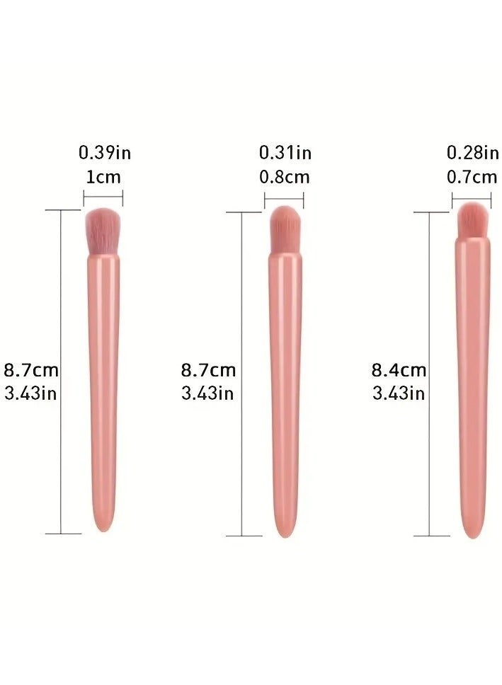 5 Pack Portable Mini Make up Brush Set With Mirror and Case Soft Fiber Hair Powder and Eye Shadow Brushes for Professional Beauty Tools - Pink - Image 3