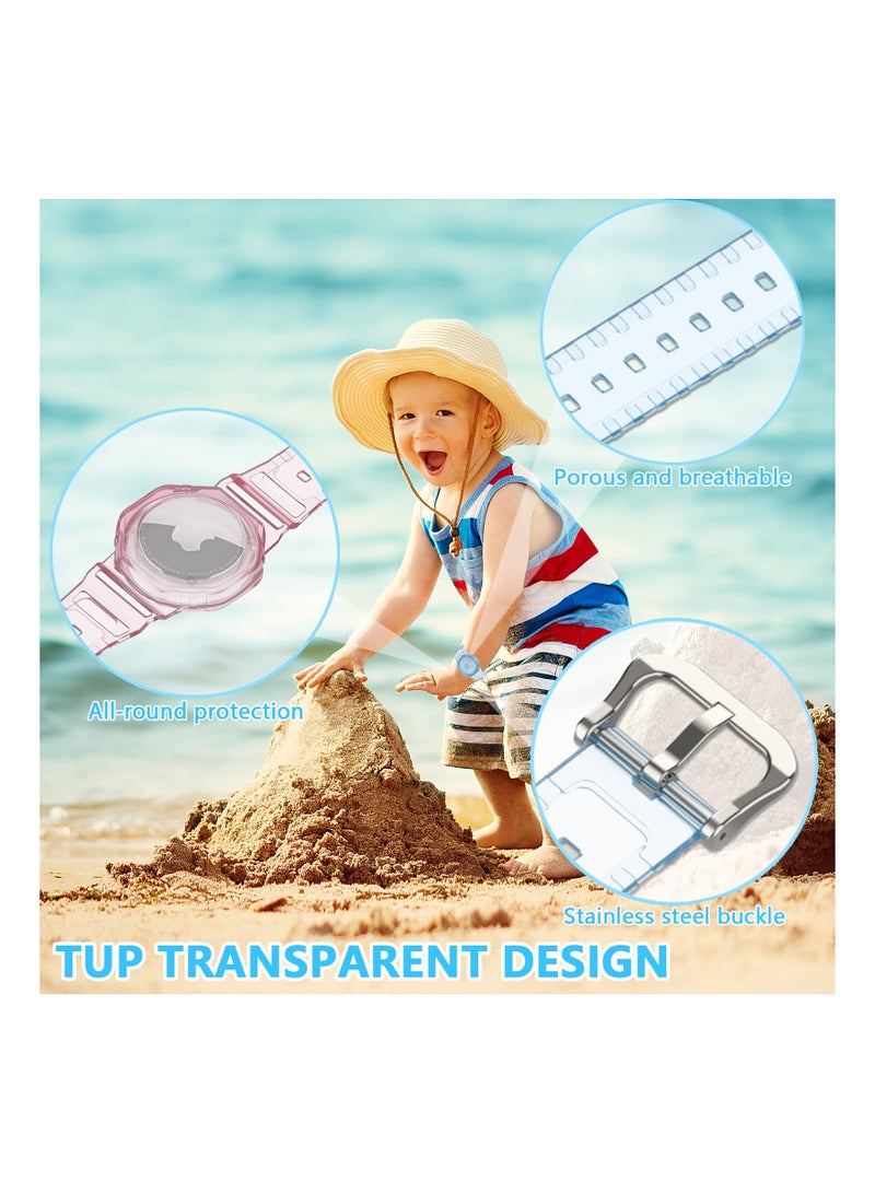 SOLARAE 2-Pack Adjustable TPU AirTag Bracelets for Kids, Compatible with Apple AirTag, Ideal for Toddlers, Babies, Children, and Elders (Blue & Pink) - Image 4