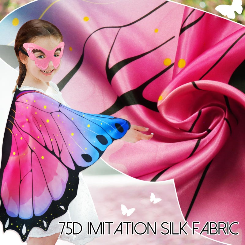 iROLEWIN Toddler Kids-Butterfly-Wings-Costume for Girls-Dress-up Mask Headband, Butterfly Dress Up Wings Halloween Party Favors (Pink) - Image 5