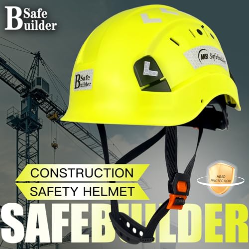 SAFEBUILDER خوذة أمان SAFEBUILDER للمهندسين مع فتحات تهوية قابلة للتعديل للرجال والنساء ، خوذة أمان صناعية بنظام تعليق 6 نقاط ANSI Z89.1-14 (خوذة صفراء فوسفورية 02)  - Image 2