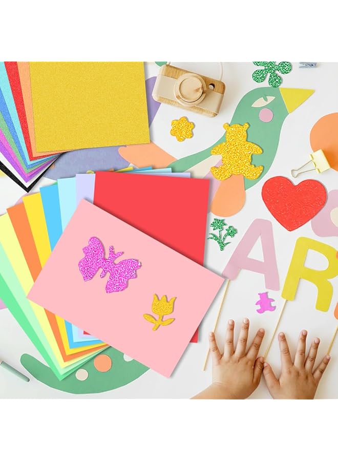 إيروريكس مجموعة ورق مقوى لامع مكونة من 20 ورقة متعددة الألوان من ورق مقوى لامع وورق مقوى ملون مقاس A4 ورق مقوى سميك ملون لامع لصناعة البطاقات اليدوية وديكور الحفلات وتغليف صناديق الهدايا - Image 5