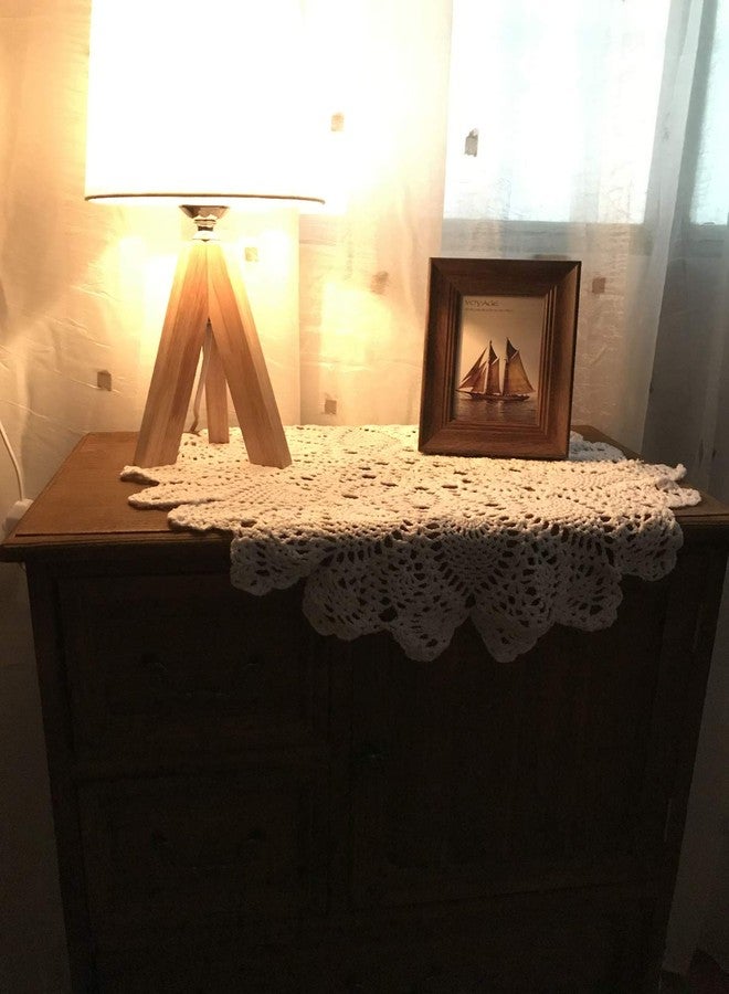 Damanni Cotton Handmade Crochet Lace Tablecloth Doilies Doily,Round,Beige,20 Inch - Image 4