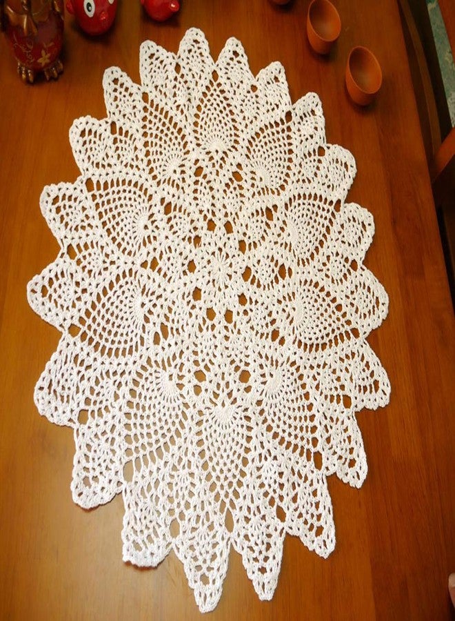 Damanni Cotton Handmade Crochet Lace Tablecloth Doilies Doily,Round,Beige,20 Inch - Image 1