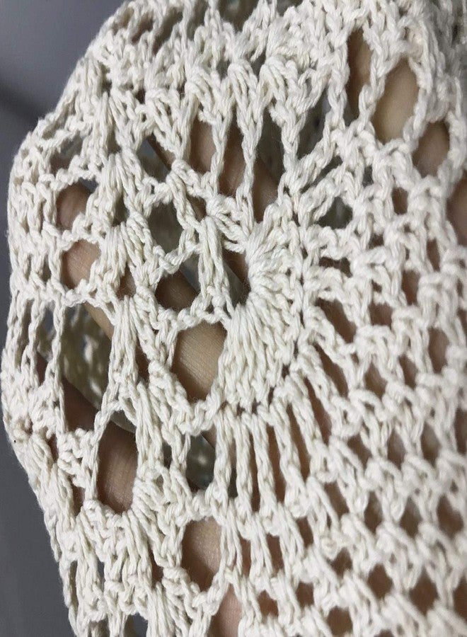 Damanni Cotton Handmade Crochet Lace Tablecloth Doilies Doily,Round,Beige,20 Inch - Image 5