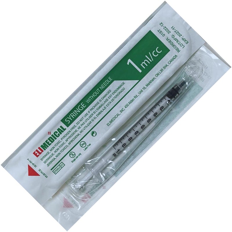 Elimedical Elimedical Veterinary Disposable Syringe 1cc Luer Slip Without Needle Individually Packaged 100 per box 01ST
