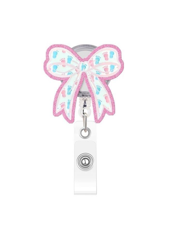 Kimoli Funny Nursing Badge Reel Cute Bow Labor and Delivery Nurse Badge Reel Pink Id Card Holder with Clip for Rn Doctor Healthcare Teacher Nurse Gifts - Image 1