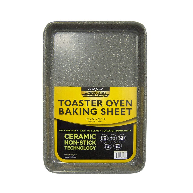 casaWare 9.75 x 6.62 x 0.75-Inch (Exterior) Toaster Oven Ultimate Series Commercial Weight Ceramic Non-Stick Coating Baking Pan (Silver Granite) - Image 1