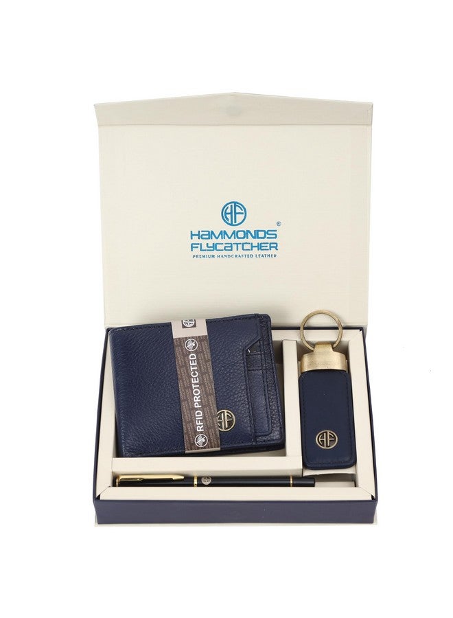 HAMMONDS FLYCATCHER Gift for Men Combo - Genuine Leather Wallet, Keychain, Ball Pen Set - Wallets with 6 Card Slots, Coin Pocket - Birthday Gift for Husband, Boyfriend - Unique Gifts for Men - Blue - Image 2