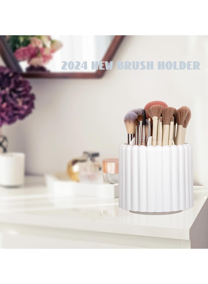 منظم فرشاة مكياج قابل للدوران بزاوية 360 درجة - حامل فرشاة دوارة دائرية مع غطاء ، صندوق تخزين مستحضرات التجميل لسطح المكتب ، منضدة الحمام ، كونترتوب ، أدوات مكياج ومنظم فرش للاستخدام المنزلي والمهني - Image 2