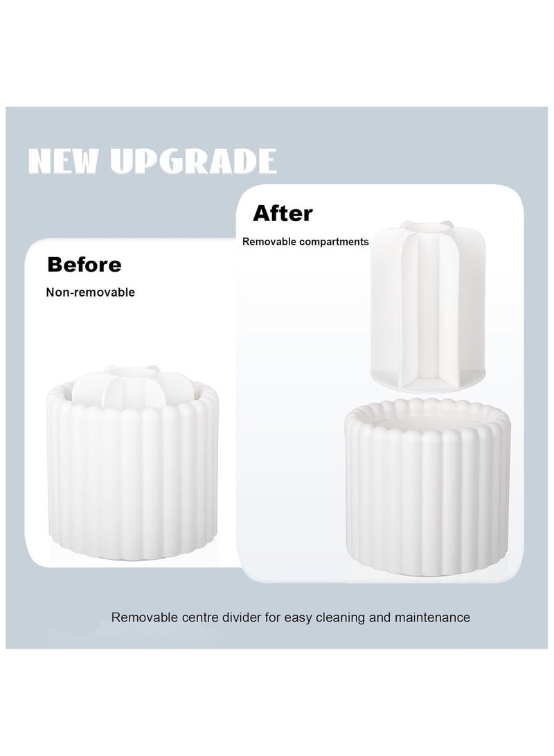 منظم فرشاة مكياج قابل للدوران بزاوية 360 درجة - حامل فرشاة دوارة دائرية مع غطاء ، صندوق تخزين مستحضرات التجميل لسطح المكتب ، منضدة الحمام ، كونترتوب ، أدوات مكياج ومنظم فرش للاستخدام المنزلي والمهني - Image 4