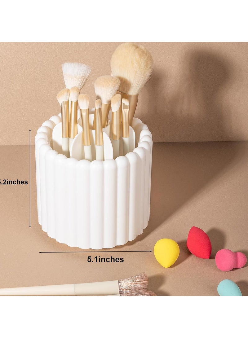 منظم فرشاة مكياج قابل للدوران بزاوية 360 درجة - حامل فرشاة دوارة دائرية مع غطاء ، صندوق تخزين مستحضرات التجميل لسطح المكتب ، منضدة الحمام ، كونترتوب ، أدوات مكياج ومنظم فرش للاستخدام المنزلي والمهني - Image 5