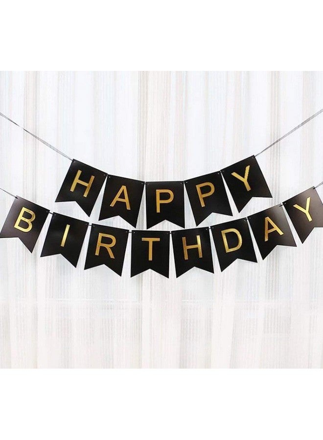 فافيلا لافتة عيد ميلاد سعيد باللونين الأسود والذهبي من فافيلا للأولاد والبنات والصديق والصديقة والزوج واحتفالات أعياد ميلاد الأطفال وعلامات الرايات وعناصر زخرفية للعلم - Image 3