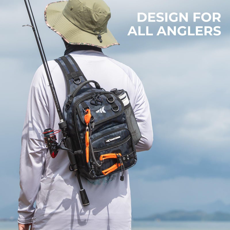 KastKing BaitSpace Standard Fishing Tackle Sling Bag, Water-resistant Sling Pack for Bank, Wader & Boat Fishing, Rod & Beverage Holder, Adjustable Straps, Durable 420D Nylon Fabric - Image 2