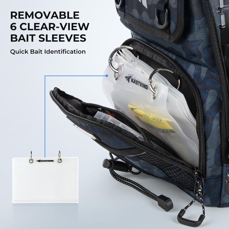 KastKing BaitSpace Standard Fishing Tackle Sling Bag, Water-resistant Sling Pack for Bank, Wader & Boat Fishing, Rod & Beverage Holder, Adjustable Straps, Durable 420D Nylon Fabric - Image 4