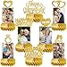 Eucutur 8Pcs Gold Happy Wedding Anniversary Decorations Honeycomb Centerpiece Gold Glitter Anniversary Photo Table Centerpiece Party Supplies 25th 30th 40th 50th 60th Gold Anniversary Table Topper - Image 3