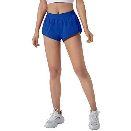 Aurefin Running Shorts for Women,Quick Dry Athletic Sports Shorts Lightweight Active Workout Gym Shorts with Zip Pocket Blue/S - Image 5