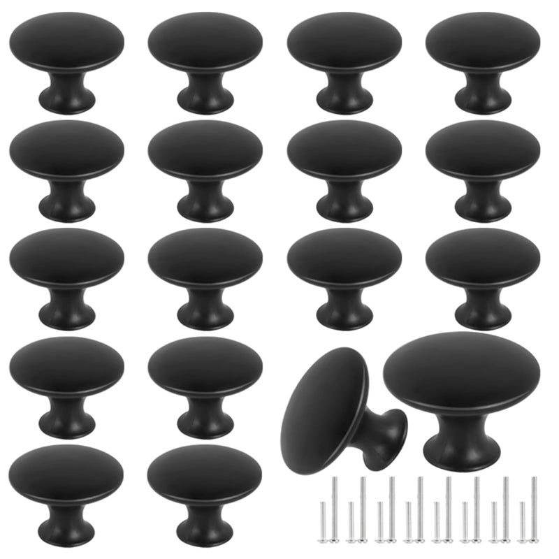 Romeda 18 Piece Drawer Knobs, Black Cabinet Knobs with Screw, 30mm Drawer Pulls for Dresser, Kitchen, and Cabinet Drawers - Image 1