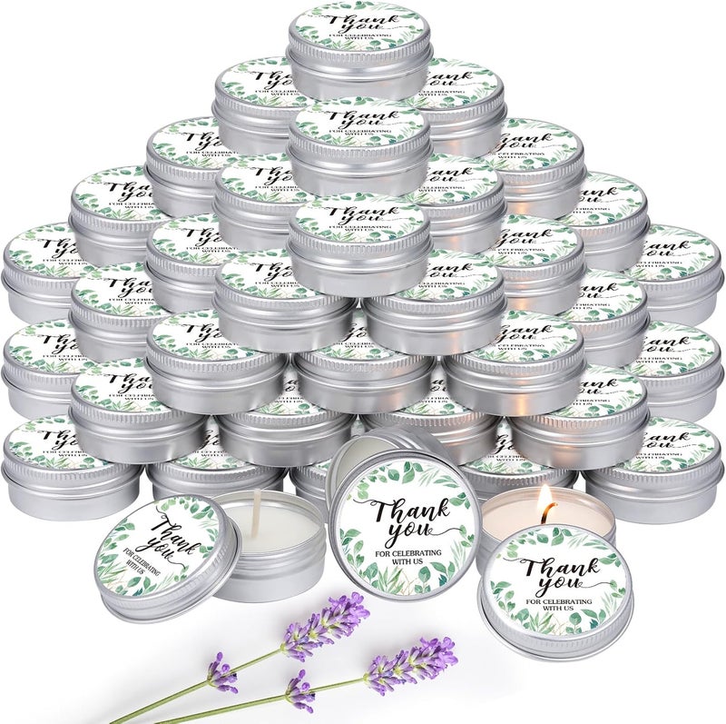 MTLEE 50 Pcs Baby Shower Scented Candles Gift Travel Tin Aromatherapy Candles Favors for Winter Baby Shower Favors Wedding Gifts, Compound Scent Essential Oil(Eucalyptus)