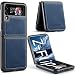 japezop Samsung Galaxy Z Flip 4 CaseSlim DurableSoft Leather Phone Case with Hard Shockproof Back Cover 67 Blue - Image 2
