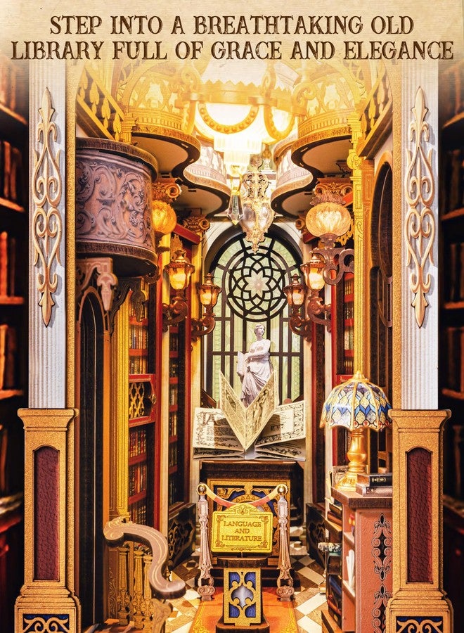 Rolife Book Nook Kits 3D Wooden Puzzle for Adults - Library of Wonders 258-Piece DIY Booknook Building Kit Baroque Architecture Model Bookshelf Decor Craft Gift for Adult Book Lovers - Image 2