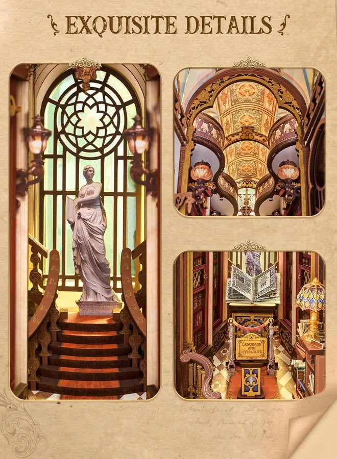 Rolife Book Nook Kits 3D Wooden Puzzle for Adults - Library of Wonders 258-Piece DIY Booknook Building Kit Baroque Architecture Model Bookshelf Decor Craft Gift for Adult Book Lovers - Image 3