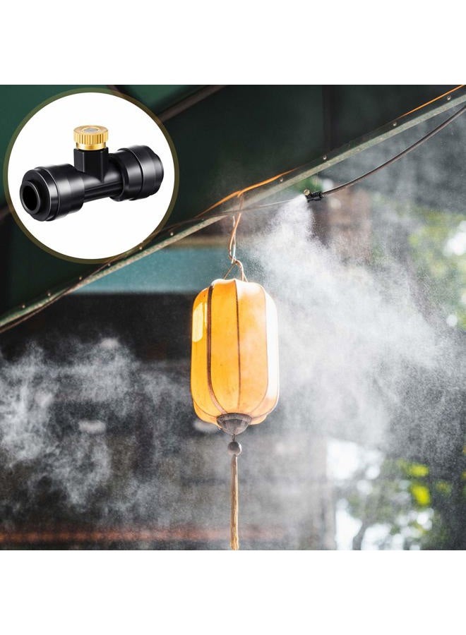 Ripeng Misting Nozzles Kit Include Water Misting Nozzle Tees Thread 1/4 Inch and Brass Orifice Nozzle with Black Plug for Outdoor Spray Cooling System (72 Pieces) - Image 5