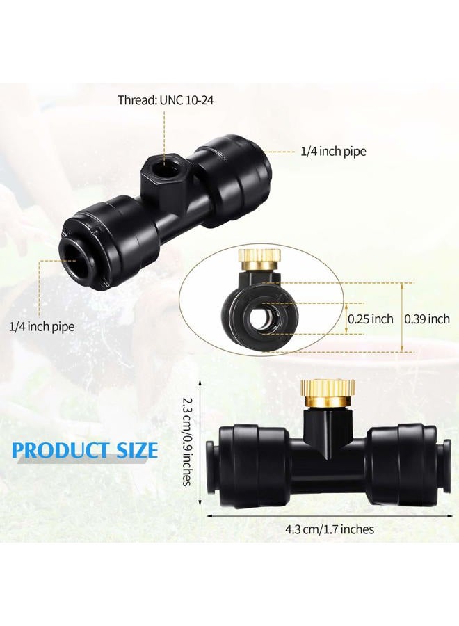 Ripeng Misting Nozzles Kit Include Water Misting Nozzle Tees Thread 1/4 Inch and Brass Orifice Nozzle with Black Plug for Outdoor Spray Cooling System (72 Pieces) - Image 2