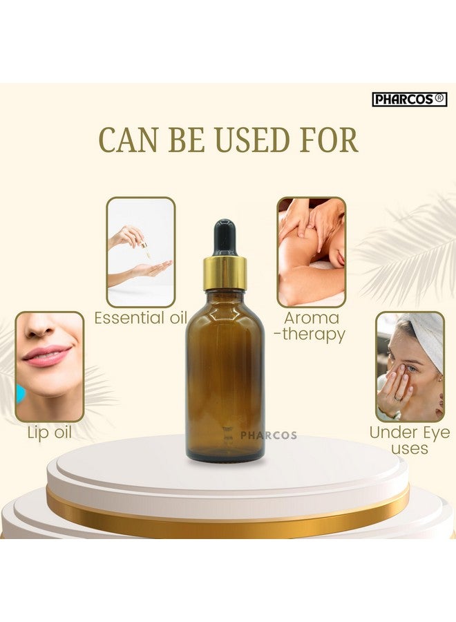 PHARCOS 50ml Amber Glass Bottle with with Gold ring, Black Silicone Teat, Dropper and Plug for Essential Oils, DIY skin care, Multipurpose Bottle for Home and Travel Purpose (Amber- 5pc- 50ml) - Image 4