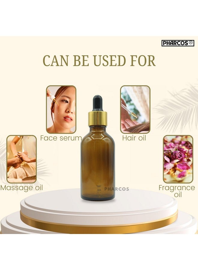 PHARCOS 50ml Amber Glass Bottle with with Gold ring, Black Silicone Teat, Dropper and Plug for Essential Oils, DIY skin care, Multipurpose Bottle for Home and Travel Purpose (Amber- 5pc- 50ml) - Image 5
