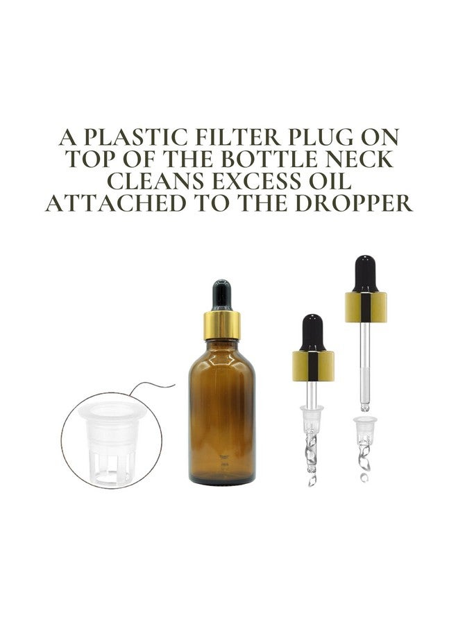 PHARCOS 50ml Amber Glass Bottle with with Gold ring, Black Silicone Teat, Dropper and Plug for Essential Oils, DIY skin care, Multipurpose Bottle for Home and Travel Purpose (Amber- 5pc- 50ml) - Image 2