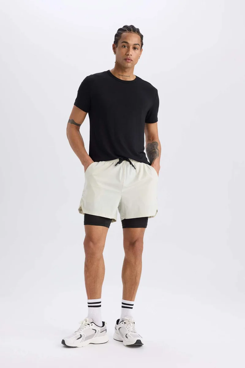 Defacto  DeFactoFit Slim Fit Sports Cotton Shorts for Men | Best Price UAE