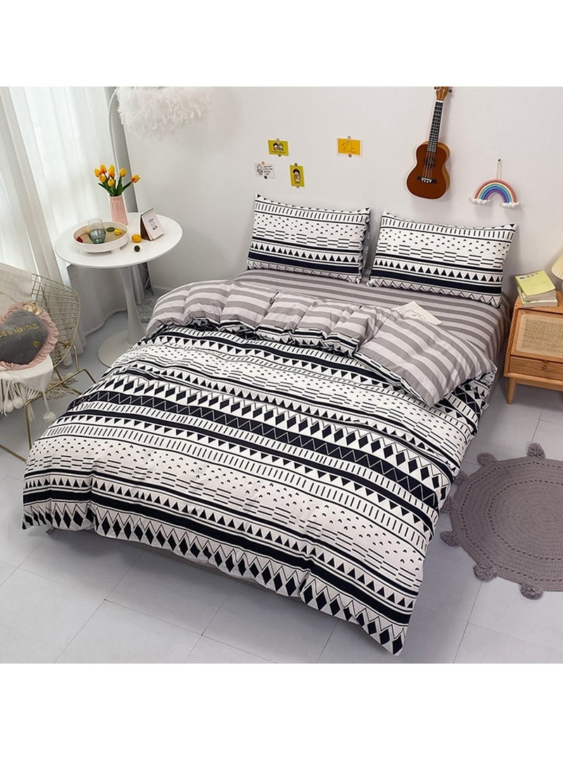 شاربدو طقم لحاف ناعم من أربع قطع من الألياف الدقيقة مع غطاء لحاف واحد، شرشف واحد، وغطائي وسادة، مقاس سرير 2.2 متر (220*240 سم) - Image 1