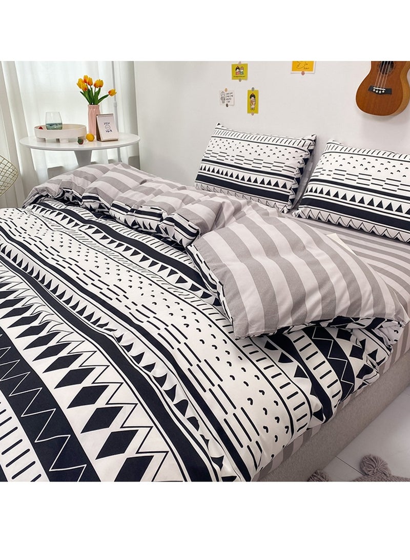 شاربدو طقم لحاف ناعم من أربع قطع من الألياف الدقيقة مع غطاء لحاف واحد، شرشف واحد، وغطائي وسادة، مقاس سرير 2.2 متر (220*240 سم) - Image 2