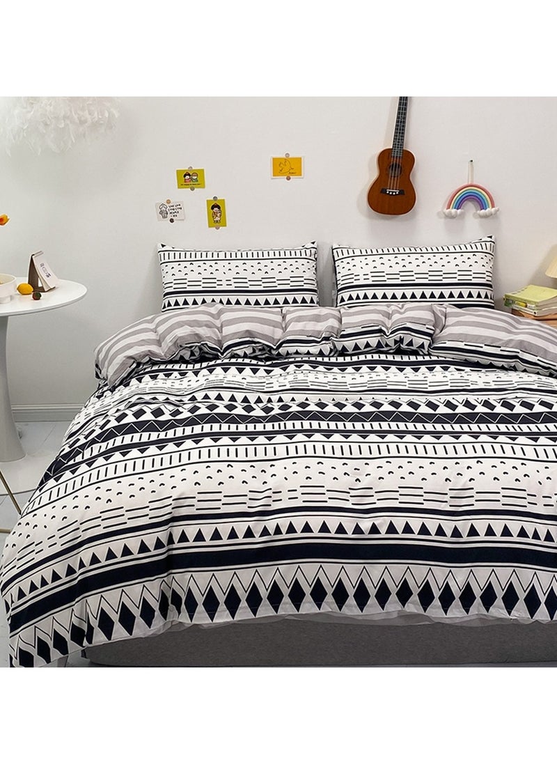 شاربدو طقم لحاف ناعم من أربع قطع من الألياف الدقيقة مع غطاء لحاف واحد، شرشف واحد، وغطائي وسادة، مقاس سرير 2.2 متر (220*240 سم) - Image 3