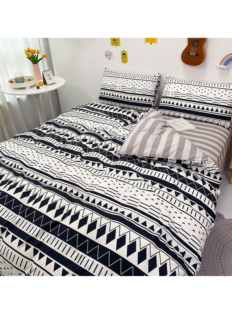 شاربدو طقم لحاف ناعم من أربع قطع من الألياف الدقيقة مع غطاء لحاف واحد، شرشف واحد، وغطائي وسادة، مقاس سرير 2.2 متر (220*240 سم) - Image 4