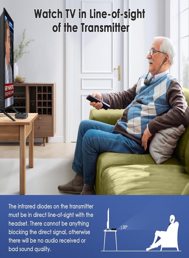 SIMOLIO Digital Wireless Headphones for TV with Clear Dialog, Wireless TV Headset System with Balance Control & Ambient Sound Listener, Earbuds with Transmitter Connect to Smart & Analog Television - Image 3