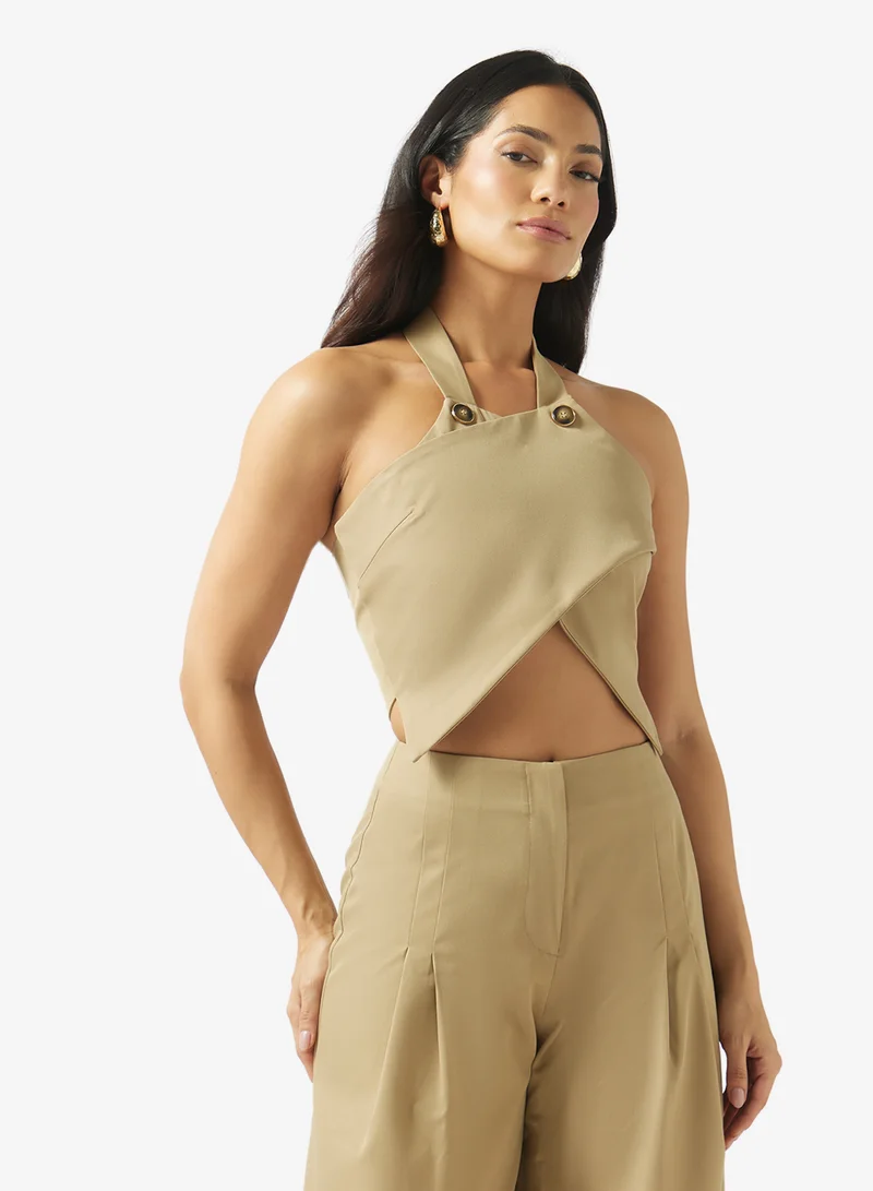 Fyor Asymmetric Halter Neck Crop Top