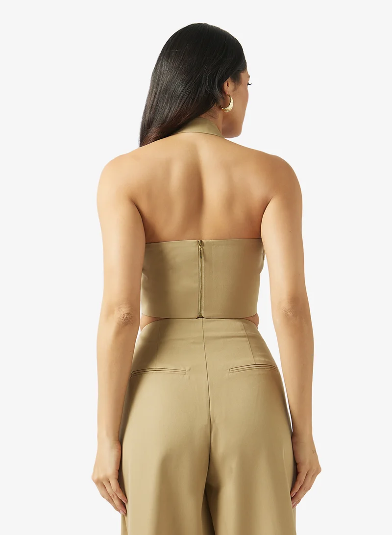 Fyor Asymmetric Halter Neck Crop Top