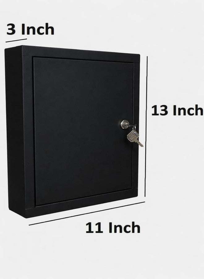 SPYLOCK 28 Wall Storage Organizer Wall Size Large 13 * 11 * 3 inch Holder Box with Lock | Metal Key Cabinet Wall Mount | Storage Organizer with Hooks Secure Management Box - Image 3