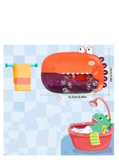 Womdee Womdee Bubble Bath Toy, Automatically Spit Bubbles Baby Bath Toys, Baby Bubble Machine for Tub and Plays 12 Children's Songs and Enjoy, Dinosaur Bathtub Toys Bubble Maker for Toddlers, Orange.  - Image 3