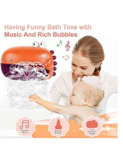 Womdee Womdee Bubble Bath Toy, Automatically Spit Bubbles Baby Bath Toys, Baby Bubble Machine for Tub and Plays 12 Children's Songs and Enjoy, Dinosaur Bathtub Toys Bubble Maker for Toddlers, Orange.  - Image 2