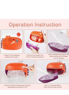 Womdee Womdee Bubble Bath Toy, Automatically Spit Bubbles Baby Bath Toys, Baby Bubble Machine for Tub and Plays 12 Children's Songs and Enjoy, Dinosaur Bathtub Toys Bubble Maker for Toddlers, Orange.  - Image 4
