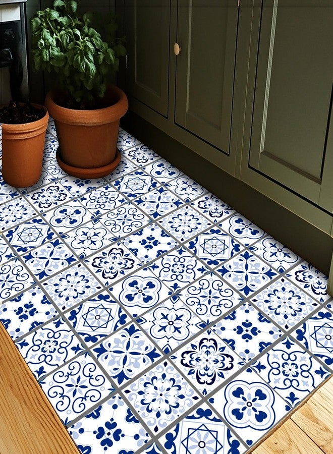 CHGCRAFT 18 Pcs 9 Style Tile Stickers Blue and White Porcelain Style Peel and Stick Wall Tile Stickers Spanish Style Waterproof Self Adhesive Stick on Tile Decals for Kitchen Bathroom, 6×6 Inch - Image 5