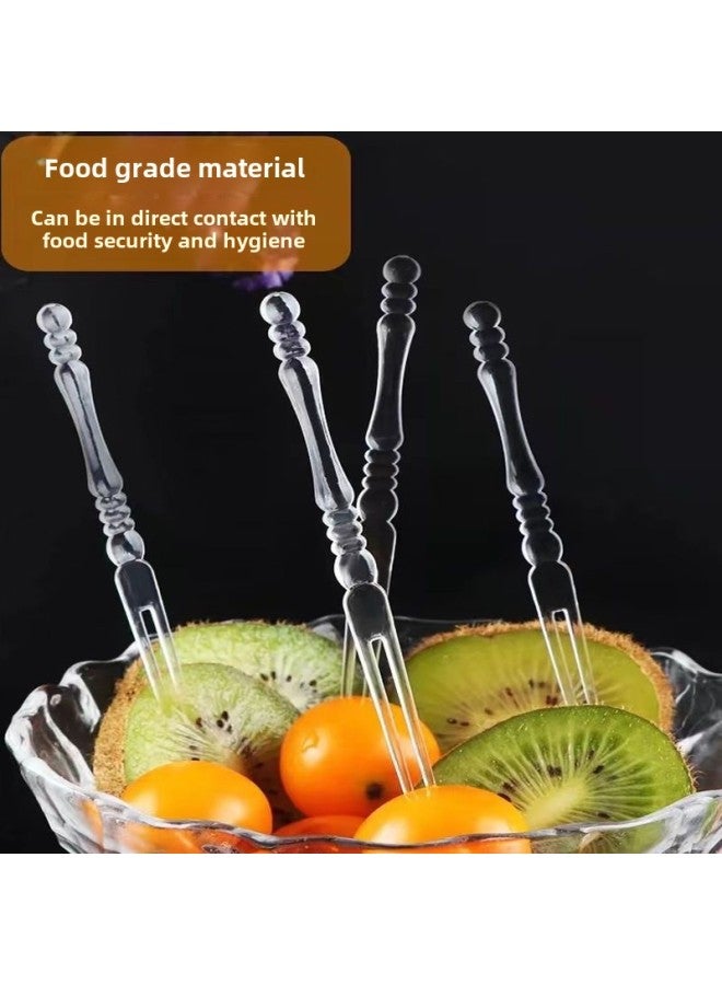 Disposable Fruit Fork Canned Portable Plastic Storage Commercial Transparent Fork Household Cake Snack Special-Color:100 Pieces In Bag - Image 4